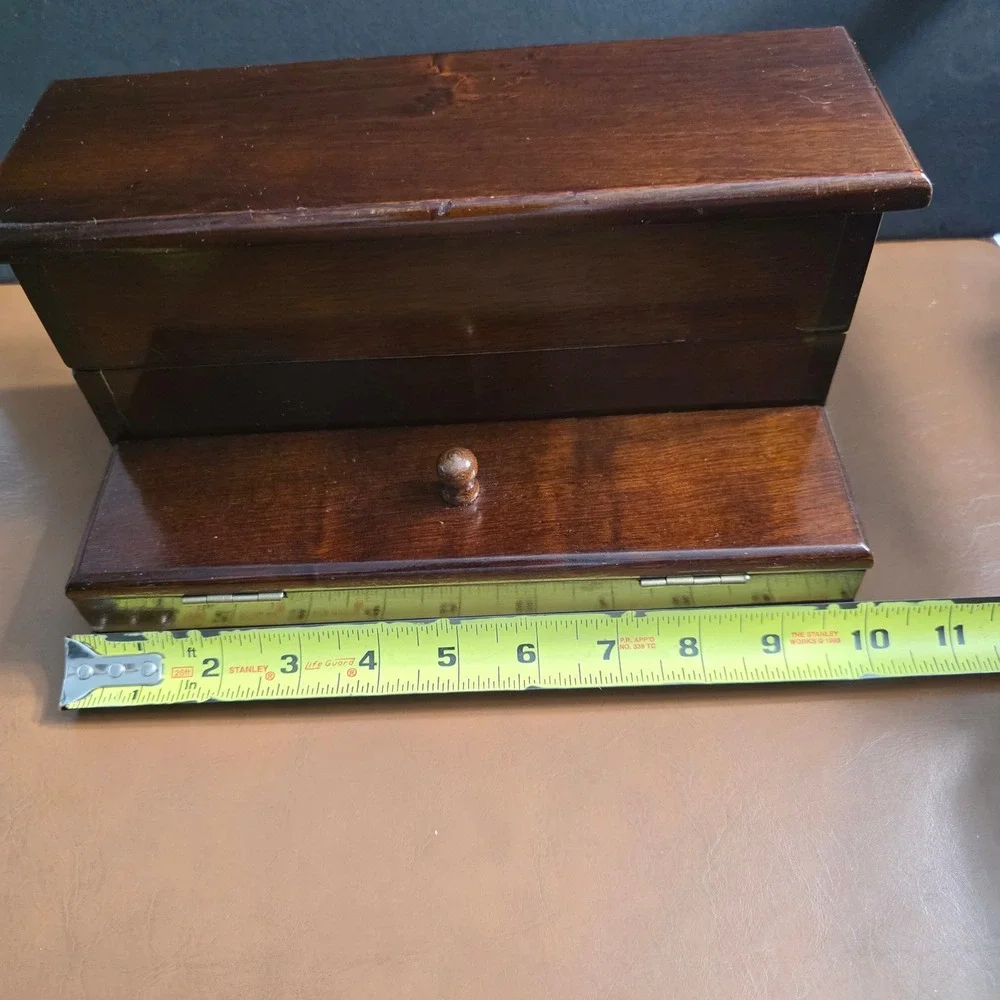 Vintage 1986 The Bombay Company Valet Jewelry Box, Dark Wood Desktop Organizer